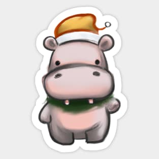 Cute Hippopotamus Drawing Sticker